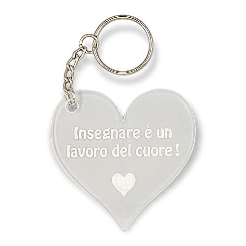 Portachiavi Cuore in Plexiglass Trasparente - Idea Regalo Maestra Fine Anno