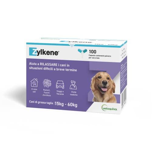 Zylkene Mangime Complementare per Cani oltre 15 kg | Rilassante per situazioni di disagio |, 100 Capsule da 450 mg