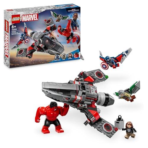 LEGO Marvel Battaglia Captain America vs. Hulk Rosso con Aereo Giocattolo da Costruire e Minifigure dei Supereroi, Giochi d'Azione per Bambini e Bambine da 8 Anni, Idea Regalo da Collezione 76292