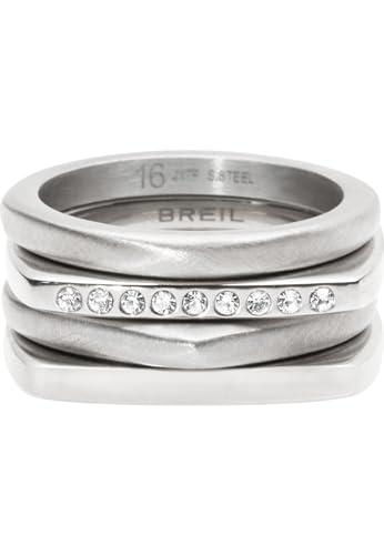 Breil New Tetra Set di 4 Anelli Donna in Acciaio