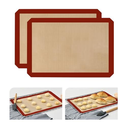 KitchenRaku Set da 2 Tappetini da Forno in Silicone Rosa, 29,5x42cm, Antiaderente