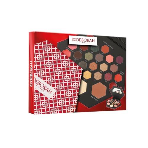 Deborah Milano - Trousse Set Regalo Donna Make Up Beauty Gift n.2 Small Toni Caldi, Include Palette di Ombretti, Gloss, Rossetti e Polveri Viso dai diversi Finish e Colori, in Carta FSC