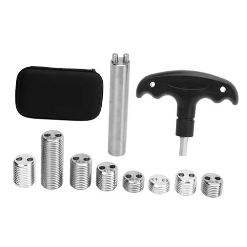 rockible Set Pesi per Stecche da Biliardo: 8 Bulloni Pesi + Attrezzo con Manico Staccabile