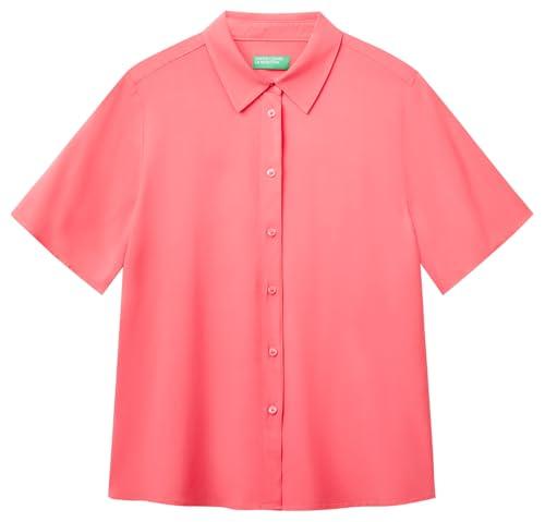 United Colors of Benetton Camicia Rosa in Viscosa con Maniche 3/4