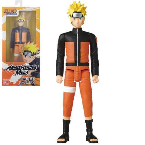 Bandai - Anime Heroes - Naruto Shippuden - Figurina Anime Heroes Mega 30 cm - Naruto Uzumaki - Licenza ufficiale Naruto - Grande figurina articolata Naruto - Giocattolo per bambini 4 anni e + - 38151