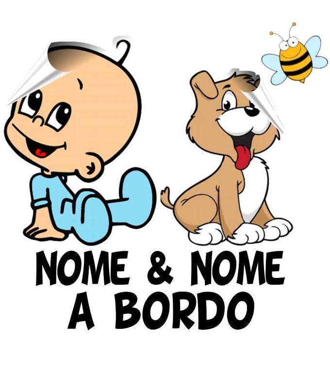 Adesivo Auto Bimbo a Bordo Personalizzabile con Nome e Cane