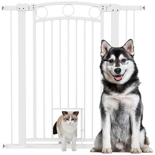 PawHut Cancelletto per Cani da Interno con Estensioni e Porticina per Gatti