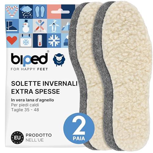 biped 2 paia di solette di lana in lana d'agnello e feltro - Solette invernali extra spesse e riscaldanti per scarpe da uomo e da donna z1004(43)
