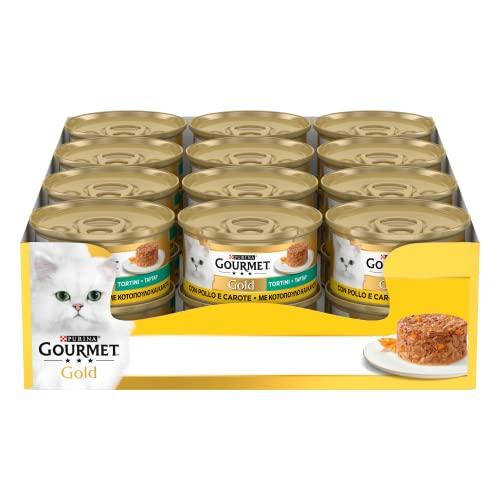 GOURMET Gold Cibo Umido per Gatti Adulti Tortini con Pollo e Carote 24 Lattine da 85g