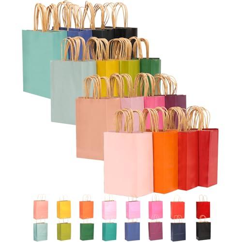 Gcardist 16 pz. Sacchetti kraft con manici 21x15x8cm Piccoli sacchetti regalo 16 sacchetti colorati diversi Versatili (8,3x6x3 pollici, taglia piccola)
