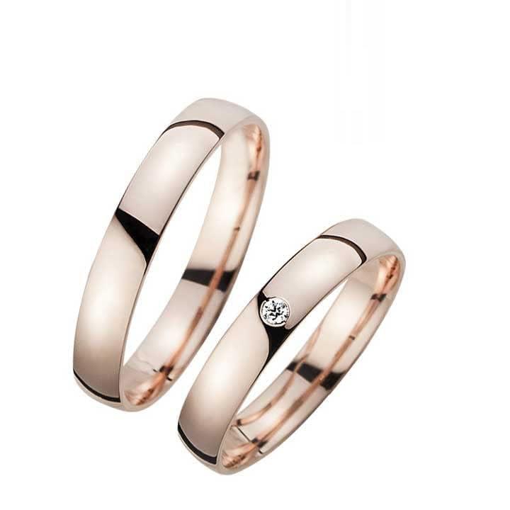 Set Fedi Nuziali Abbinate in Argento Sterling 925 Placcato Oro Rosa Personalizzabili