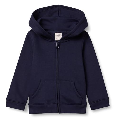 Amazon Essentials Felpa con Cappuccio Foderata in Pile con Cerniera Bambina - Blu Marino, 11-12 Anni