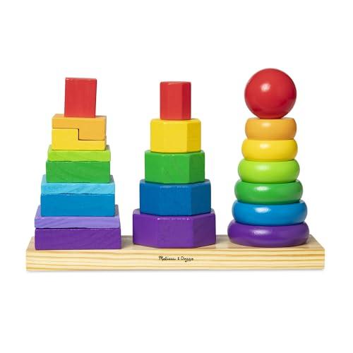 Melissa & Doug Impilatore Geometrico in Legno - Gioco educativo Montessori per lo sviluppo delle abilità
