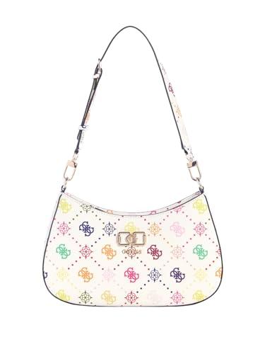 GUESS borsa a tracolla Emelie Logo Top Zip Shoulder Bag Multi Logo bianco