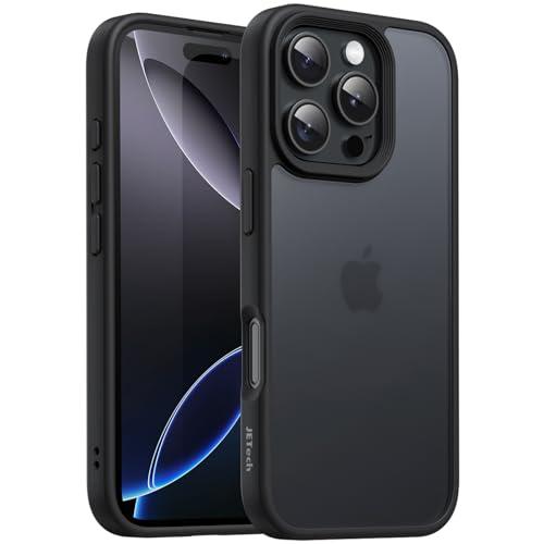 JETech Cover Opaca per iPhone 16 Pro 6,3 Pollici, Protezione Anticaduta Antiurto di Grado Militare, Custodia Cellulare Posteriore Glassata Traslucida, Anti-Impronte (Nero)