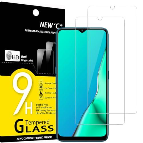 NEW'C 2 x vetro temperato per Oppo A9 2020, A5 2020, pellicola protettiva efficace contro i graffi, senza bolle, ultra resistente (0,33 mm HD ultra trasparente), durezza 9H Glass