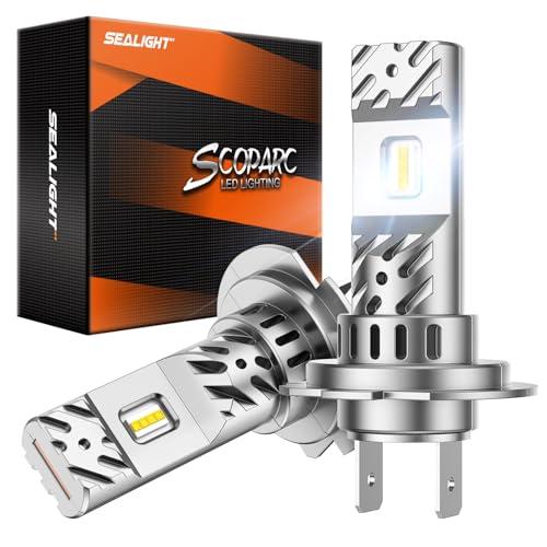 SEALIGHT 2024 Lampadine LED H7 aggiornate, design mini 1:1 6500K luce bianca fredda, 22000LM 500% ultra luminoso, 60000+ ore di vita, nessun adattatore richiesto, confezione da 2, no ventilatore