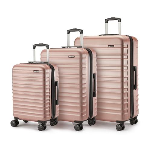 Amazon Basics Set di 3 Valigie Rigide Espandibili Oro Rosa