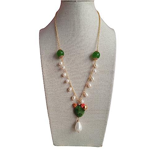 Collana Artigianale con Fico d'India in Ceramica di Caltagirone e Perle di Fiume