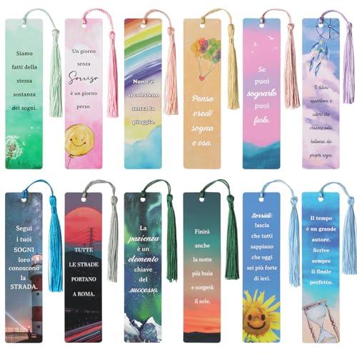 Segnalibri Motivazionali Italiani - Set da 12 con Nappe Colorate