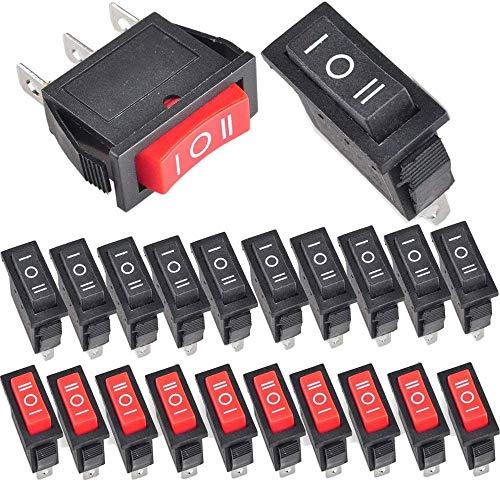 RUNCCI-YUN 20 Pezzi Mini interruttore a bilanciere,on/off/on 3 Pin 3 Posizione SPST interruttore a bilanciere AC 15A/125V 20A/250V