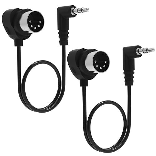 FORE Cavo MIDI TRS da 3,5 mm, confezione da 2 cavi da 30 cm tipo A TRS da 3,5 mm a MIDI a 5 pin, con spine ultra piccole per spazi ristretti, confezione da 2, 30 cm