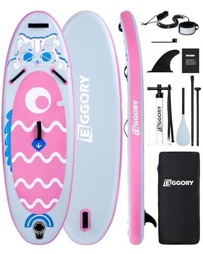 Tavola da surf gonfiabile SUP completa Paddleboard accessori pagaia regolabile, pompa, zaino da viaggio, guinzaglio, borsa impermeabile, tavola per adulti (Cat pink)