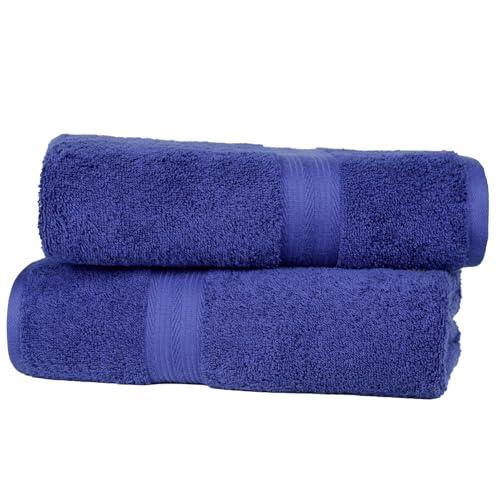 Amazon Basics Set Asciugamani Bagno Spugna 100% Cotone Telo Doccia 70x140 cm, Blu Reale, Confezione 2 Pezzi