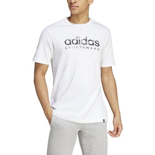 Adidas T-shirt Uomo Camo Linear Graphic Tee Bianca e Grigia