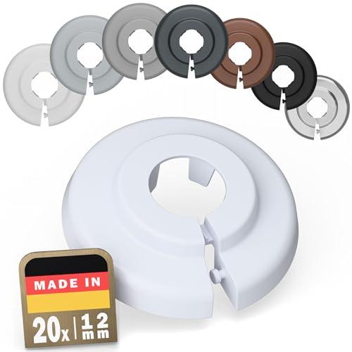 FUX Copri Tubi Termosifoni - 6 Rosette per Termosifone 12mm, Bianco (RAL 9016)