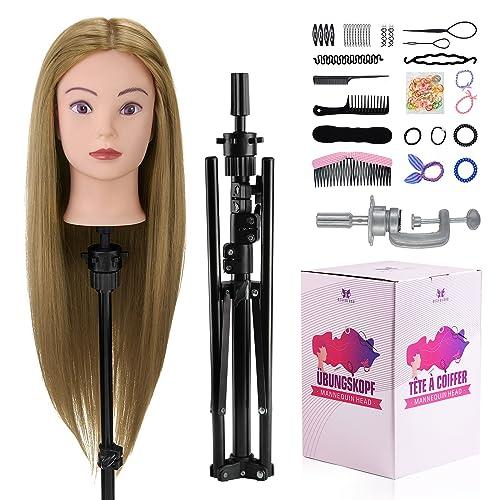 Testa per Acconciature con Supporto - Manichino Professionale Biondo 71cm