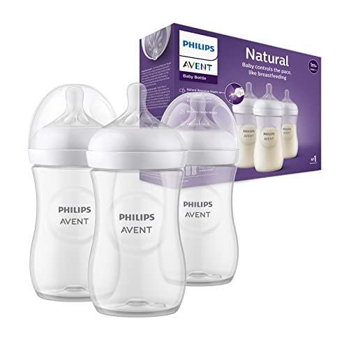 Philips Avent Biberon Natural Response - 3 biberon da 260 ml per neonati da 1 mese in su, senza BPA (modello SCY903/03)