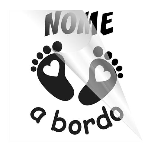 Adesivo Bimbo/a a Bordo Personalizzato con il Nome che Desideri - Baby on board, bebè a bordo, bambino adesivo macchina