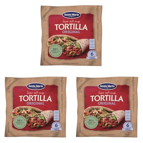 Santa Maria, Maxi Wrap Tortillas Morbide, Pane Basso non Lievitato a Base di Farina di Frumento, 371 g (Confezione da 3)