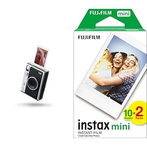 Fujifilm Instax Mini Evo Black Fotocamera Ibrida a Sviluppo Istantaneo + Confezione da 20 Pellicole mini