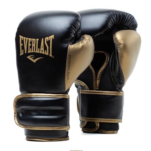 Guanti da Boxe Everlast Powerlock 2R 10oz Oro/Nero per sacco, colpitori e sparring, supporto polso Turnback avanzato, imbottitura a 4 strati e presa ergonomica - Originale Everlast