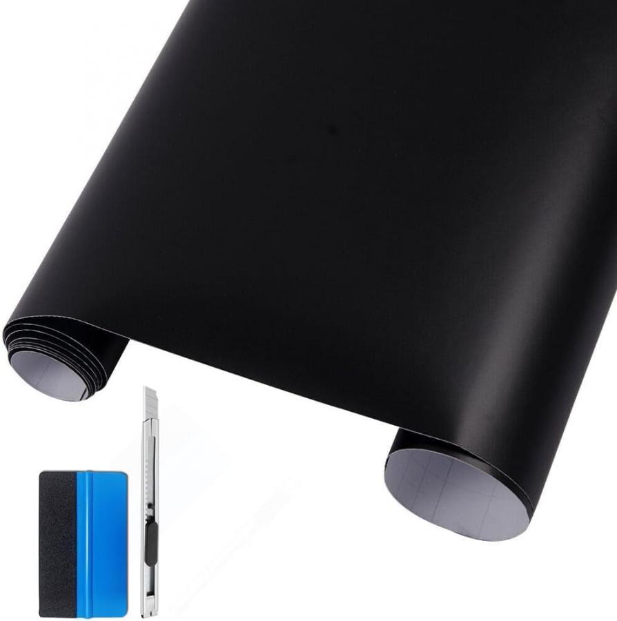 Pellicola Adesiva Vinile Nero Opaco Auto Anti Bolle d'Aria NewL 30x152cm