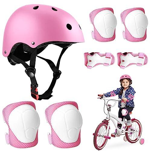 BNGXR Set di Casco Protezione Bambini, 5 in 1 Casco Bici Protezioni Set per 3-11 Anni Regolabile Polso Ginocchiere Protezione per Skateboard Hoverboard Pattini in Linea