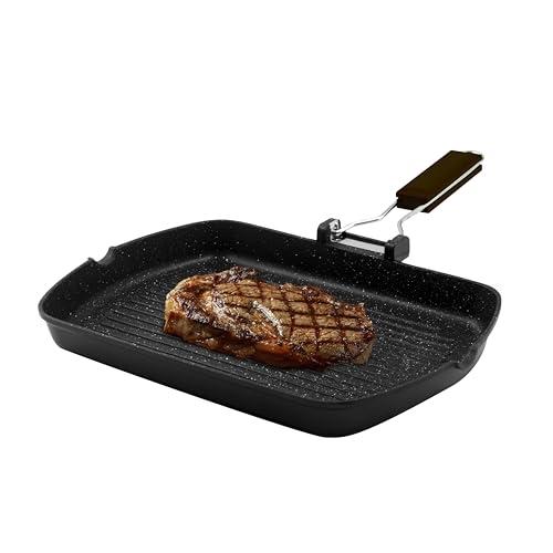 Zanetti Bistecchiera Induzione Alluminio Pressofuso 26x36 cm Manico Pieghevole