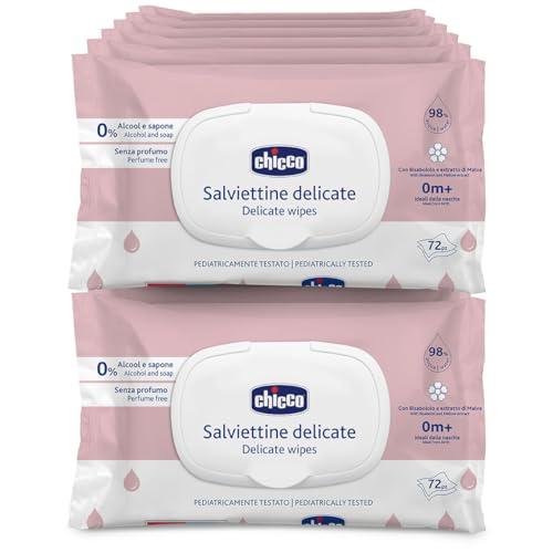 Chicco Salviette Neonato Delicate Detergenti Multiuso con Clip