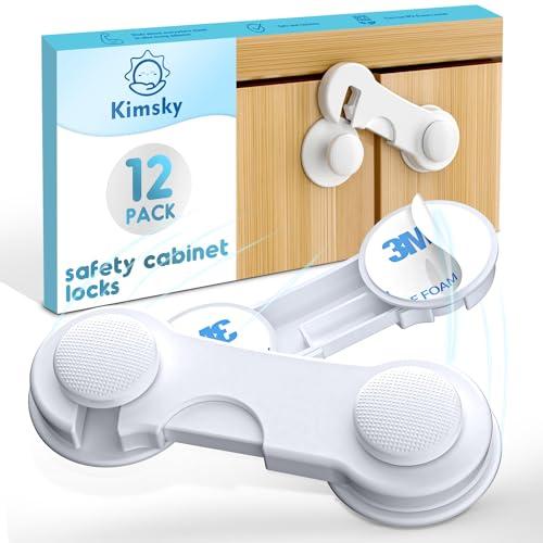 Kimsky - 12 Pezzi Blocca Cassetti di Sicurezza per Bambini, Bianco
