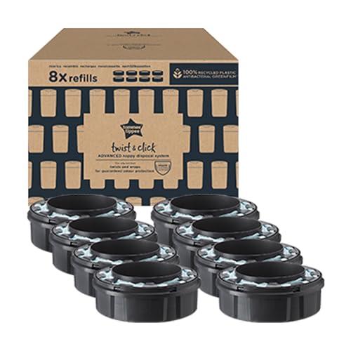 Tommee Tippee Ricariche Originali per Sistema Avanzato di Smaltimento Pannolini Twist and Click, Confezione da 8