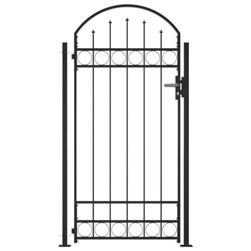 Cancello per Recinzione ad Arco Robusto vidaXL 100x200cm Nero