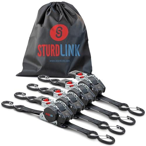 Set di 4 Cinghie a Cricchetto Automatiche Sturdlink con Ganci a S di Sicurezza