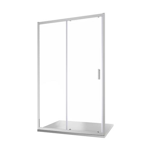 Box Doccia Nicchia 120cm Apertura Scorrevole Vetro Temperato 6mm Trasparente Profili Cromati h185cm mod. Tonga