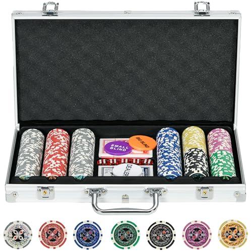 SPORTNOW Set Poker Professionale 300 Fiches, Alluminio Argento