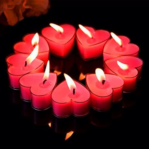 Candele a Forma di Cuore Rosse - Set da 9 per Decorazioni Romantiche
