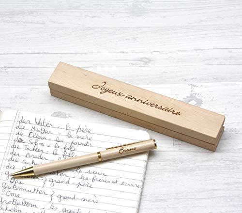 Penna e cassetta personalizzata in legno inciso