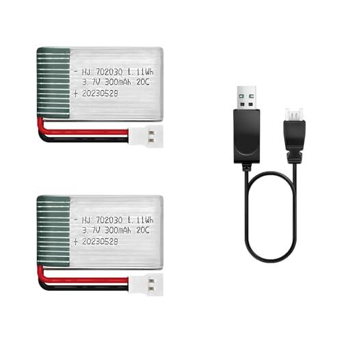 HAWK'S WORK 2 Batterie Lipo 3.7V 300mAh con Connettore XH2.54