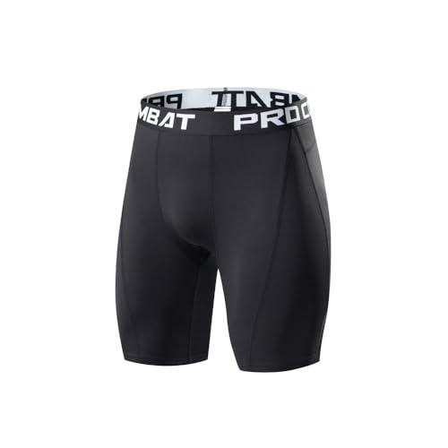 Pantaloncini a compressione per gli uomini spandex pantaloncini sportivi atletici allenamento corsa prestazioni intimo strato base, nero, L